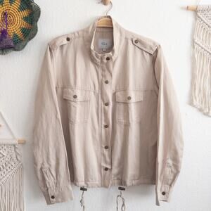 Rails Line Blend Beige Casual Utility Snap Zip Jacket Collins in Bone Large NWT